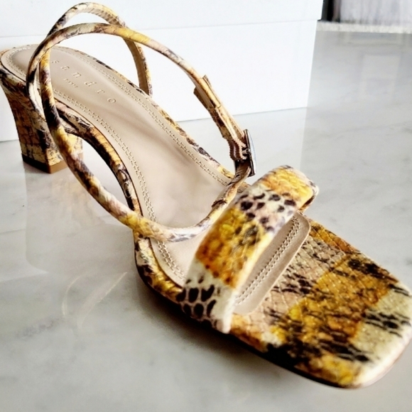 SANDRO Maeva Snake-Effect Leather Sandals, Size 8, Multicolor, NIB - Picture 11 of 12